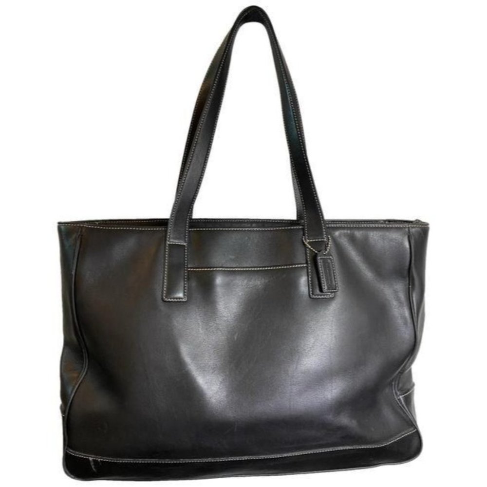 coach bag xl vintage black leather tote